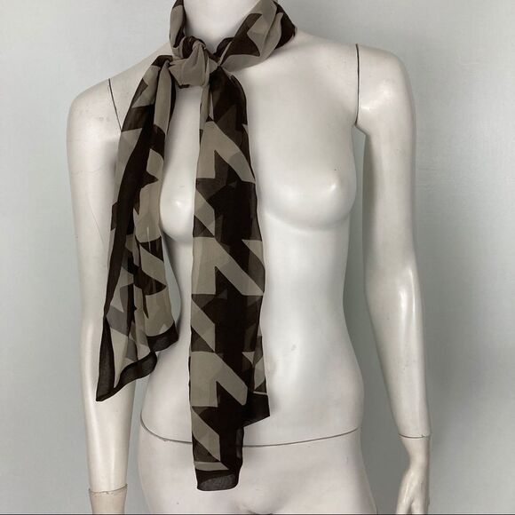 Emporio Armani Silk Scarf abstract Houndstooth grey cream - Picture 3 of 7